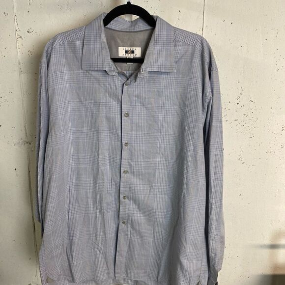 #116 JOSEPH ABBOUD Muted Gray Plaid Button Down - Picture 3 of 6